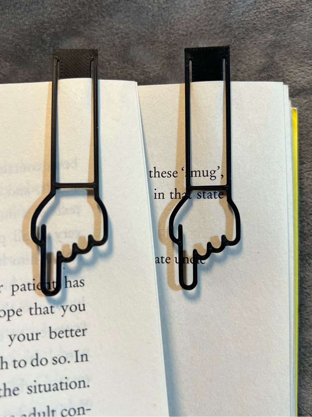 Black Pointing Hand Metal Bookmark - Set of 2